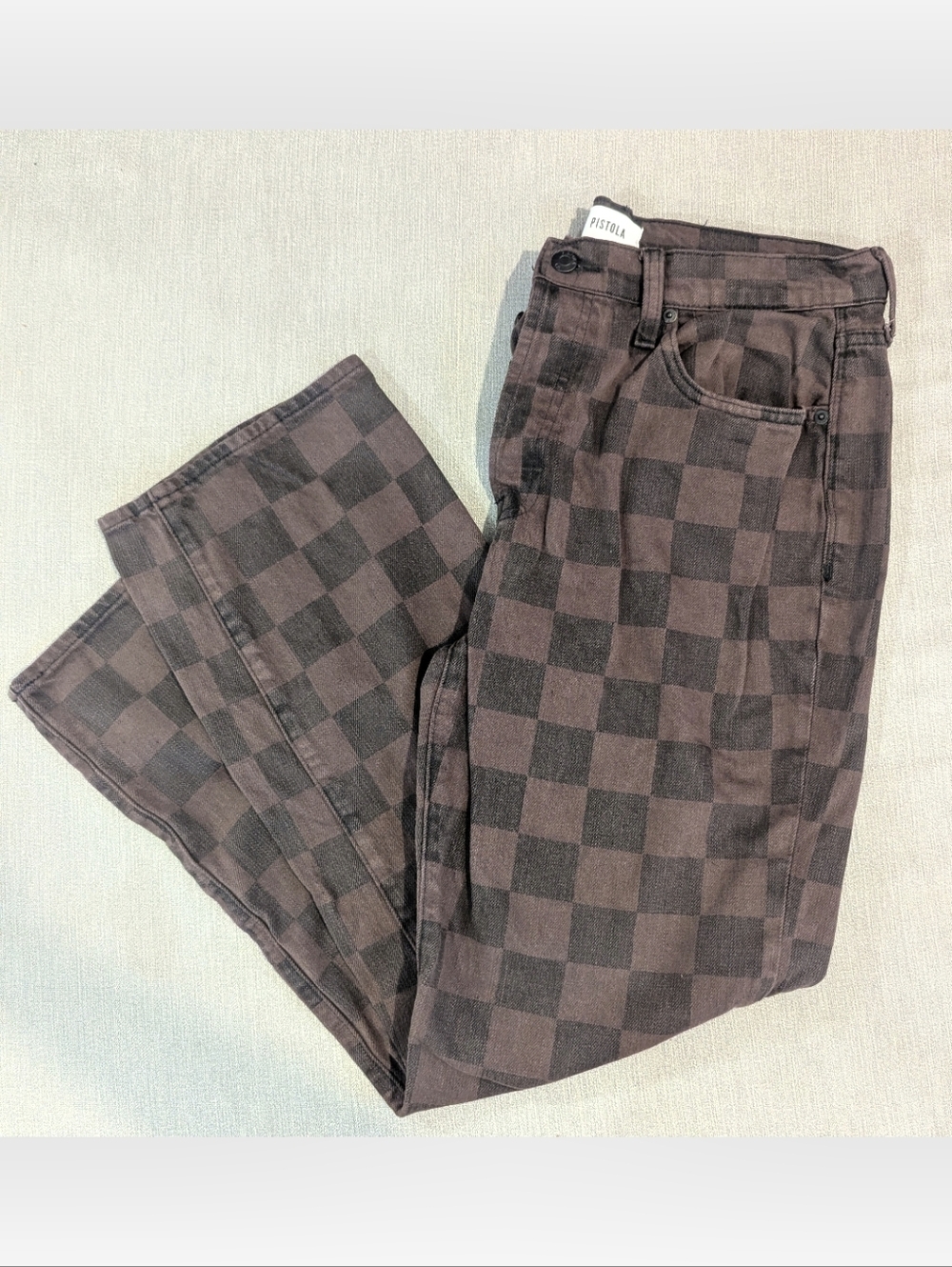 Pistola brown and black checkered jeans Size 32